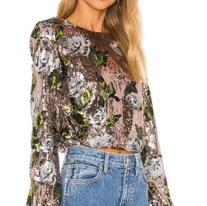 House of Harlow 1960 x REVOLVE Lia Sequin Top in Rose Gold Floral Medium